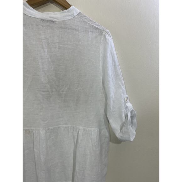 Cottage Coastal Boho Victorian Linen Peasant Dress S Prairie Lounge Italy Patio - Picture 12 of 15